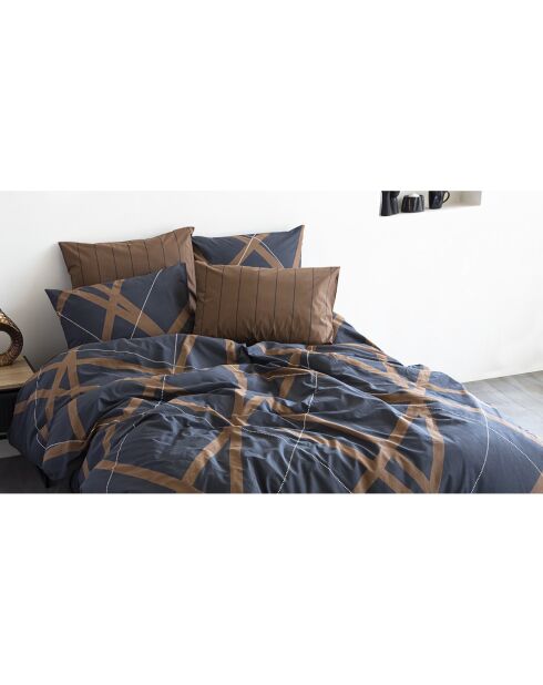 Juego de funda nórdica de algodón azul marino con 2 fundas de almohada