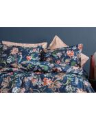 Juego de funda de edredón de algodón estampado azul con 2 fundas de almohada