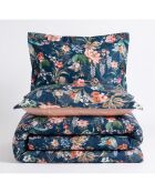 Juego de funda de edredón de algodón estampado azul con 2 fundas de almohada