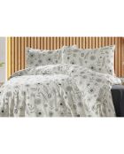 Parure housse de couette avec 2 taies d'oreiller en coton imprimé noire