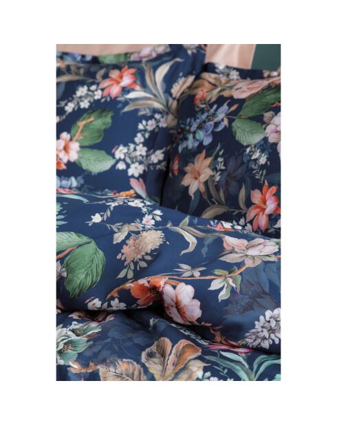Juego de funda de edredón de algodón estampado azul con 2 fundas de almohada