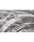 Parure housse de couette avec 2 taies d'oreiller en coton imprimé blanc/gris/noir - 240x220 cm