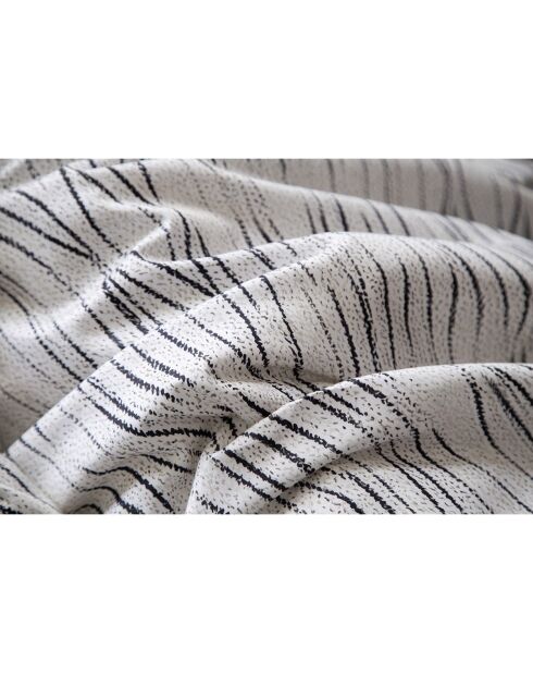 Parure housse de couette avec 2 taies d'oreiller en coton imprimé blanc/gris/noir - 240x220 cm