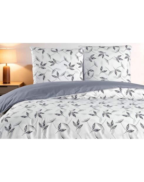 Set copripiumino con federa in cotone stampato grigio - 140x200 cm