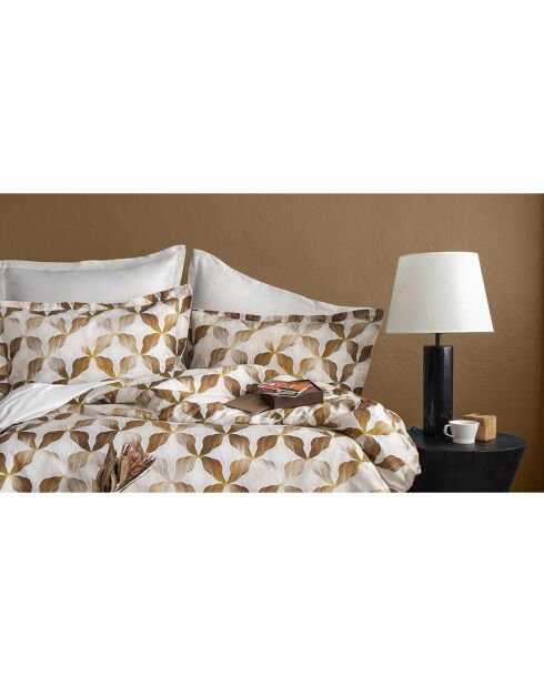 Juego de funda nórdica con 2 fundas de almohada de satén de algodón estampado en color beige, 240 x 220 cm