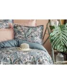 Juego de funda nórdica de algodón estampado verde celadón con 2 fundas de almohada, 240 x 220 cm