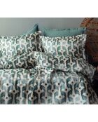 Set copripiumino in raso di cotone stampato verde con 2 federe - 240x220 cm