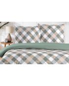 Juego de funda nórdica de algodón estampado verde con funda de almohada, 140 x 200 cm