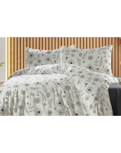 Juego de funda nórdica de algodón estampado negro con funda de almohada, 140 x 200 cm