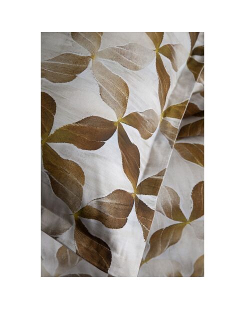 Dekbedovertrekset met 2 kussenslopen beige bedrukt katoensatijn - 240x220 cm