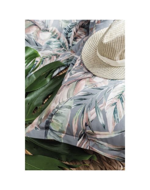 Juego de funda nórdica de algodón estampado verde celadón con 2 fundas de almohada, 240 x 220 cm