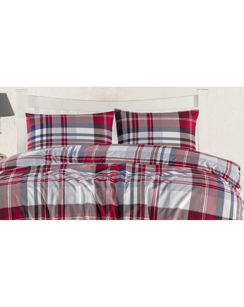 Parure housse de couette avec un taie d'oreiller en coton imprimé rouge - 140x200 cm