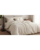 Juego de funda nórdica con funda de almohada tejida de algodón lavado teñida en color crudo, 140 x 200 cm