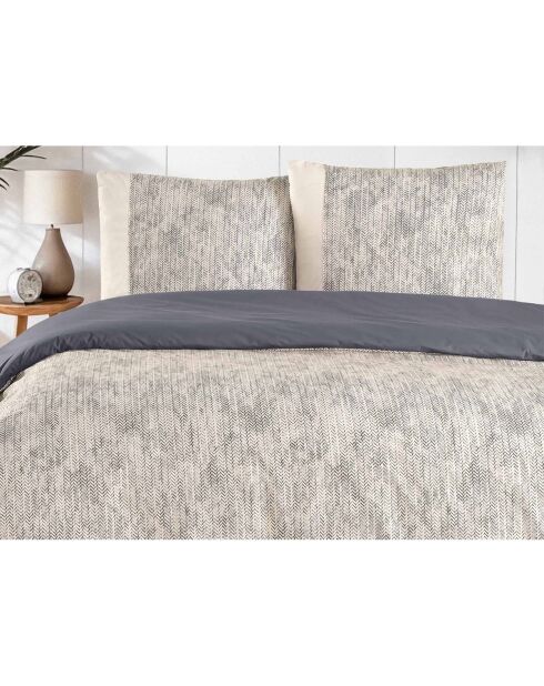 Beige katoenen dekbedovertrekset met 2 kussenslopen
