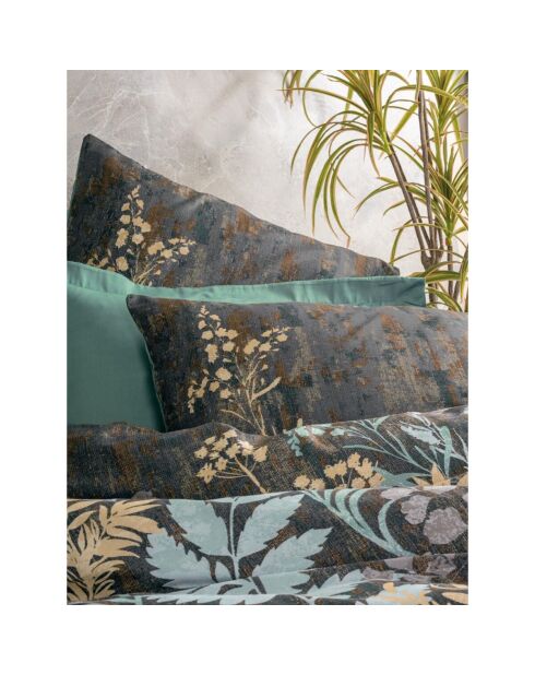 Parure housse de couette avec taie d'oreiller en coton imprimé verte - 140x200 cm