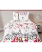Parure housse de couette avec un taie d'oreiller en coton imprimé multicolore - 140x200 cm