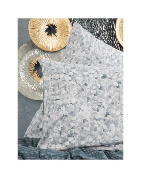 Parure housse de couette avec un taie d'oreiller en coton imprimé anthracite -140x200 cm