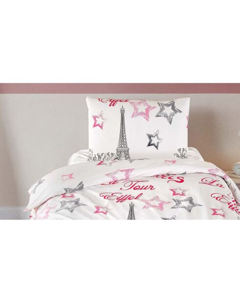 Parure housse de couette avec un taie d'oreiller en coton imprimé multicolore - 140x200 cm