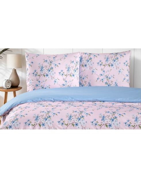 Bettbezug-Set aus bedruckter Baumwolle mit Kissenbezug, 140 x 200 cm, Rosa