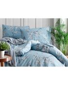 Set copripiumino con federa in cotone stampato blu -140x200 cm