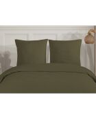 Set letto con 2 federe in flanella di cotone kaki - 200x200 cm