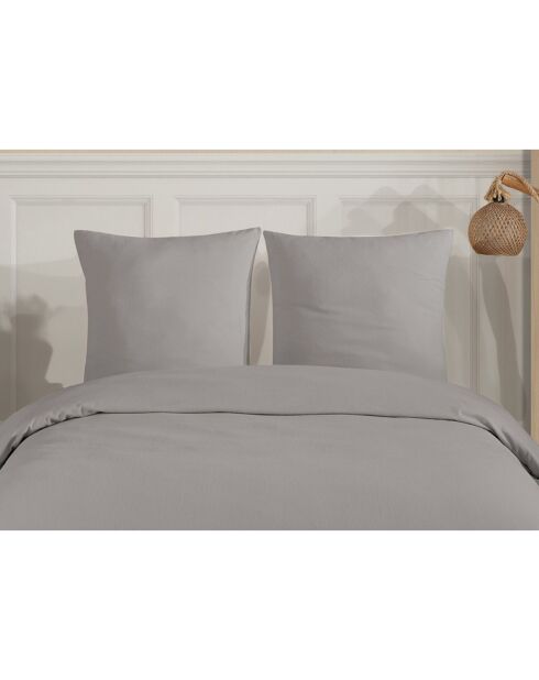 Juego de cama de franela de algodón gris con 2 fundas de almohada