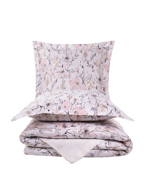 Parure housse de couette avec 2 taies d'oreiller satin de en coton imprimé multicolore - 240x220 cm