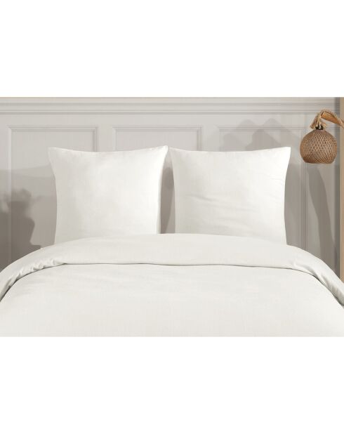 Juego de cama con 2 fundas de almohada, franela blanca de algodón, 200 x 200 cm