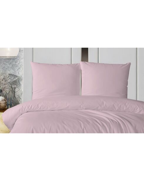 Parure housse de couette avec une taie d'oreiller en coton rose - 140x200 cm