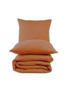 Set copripiumino con 2 federe in garza di cotone ocra