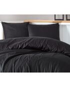 Juego de funda nórdica con funda de almohada de algodón a rayas negras, 140 x 200 cm