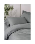Parure housse de couette avec 2 taies d'oreiller coton uni jacquard grise