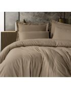 Parure housse de couette avec 2 taies d'oreiller coton uni jacquard vison