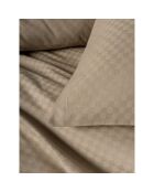 Parure housse de couette avec 2 taies d'oreiller coton uni jacquard vison