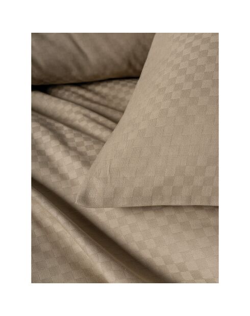 Parure housse de couette avec 2 taies d'oreiller coton uni jacquard vison