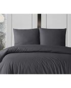 Parure housse de couette avec une taie d'oreiller en coton anthracite - 140x200 cm