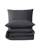 Parure housse de couette avec une taie d'oreiller en coton anthracite - 140x200 cm