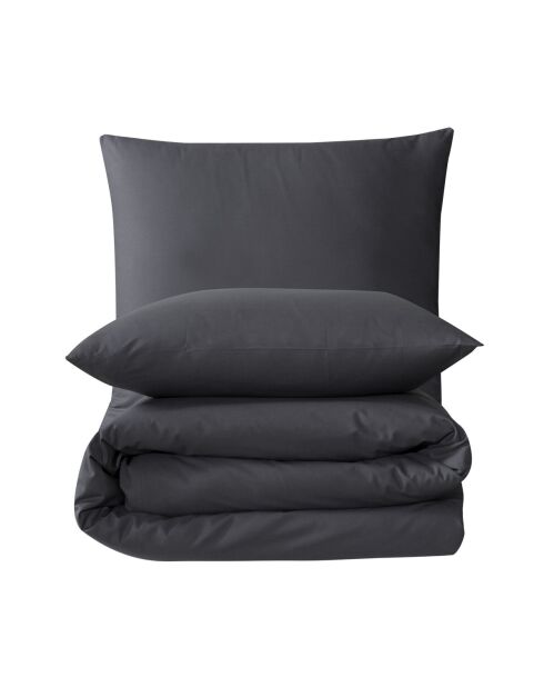 Parure housse de couette avec une taie d'oreiller en coton anthracite - 140x200 cm