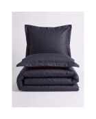 Set copripiumino in cotone stampato blu con 2 federe