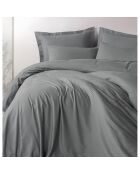Parure housse de couette avec un taie d'oreiller coton uni jacquard grise -140x200 cm