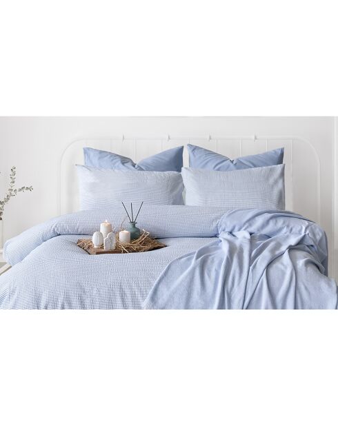Set copripiumino in cotone waffle blu con 2 federe