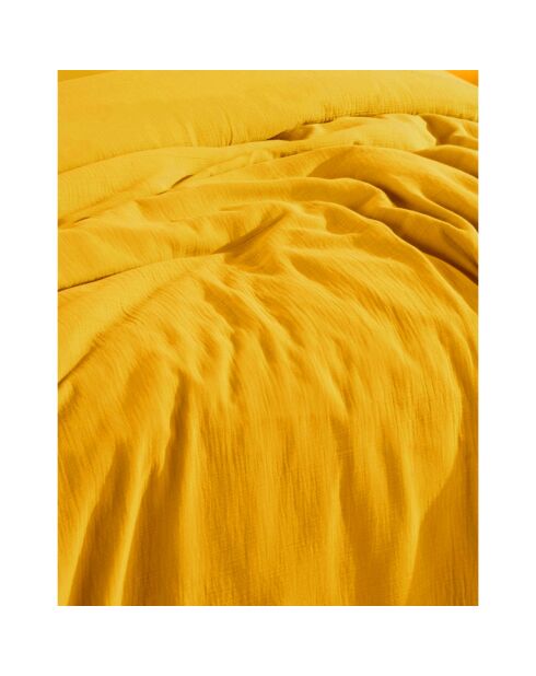 Parure housse de couette et taies d'oreiller gaze de coton ambre