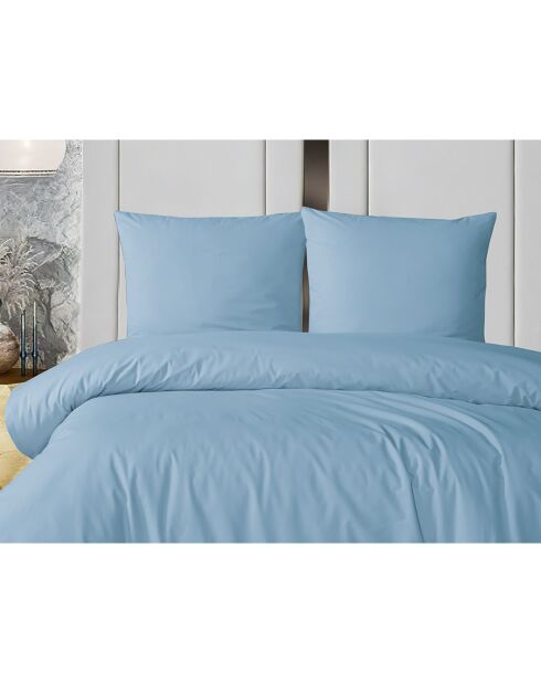 Parure housse de couette avec 2 taies d'oreiller en coton bleu ciel - 200x200 cm