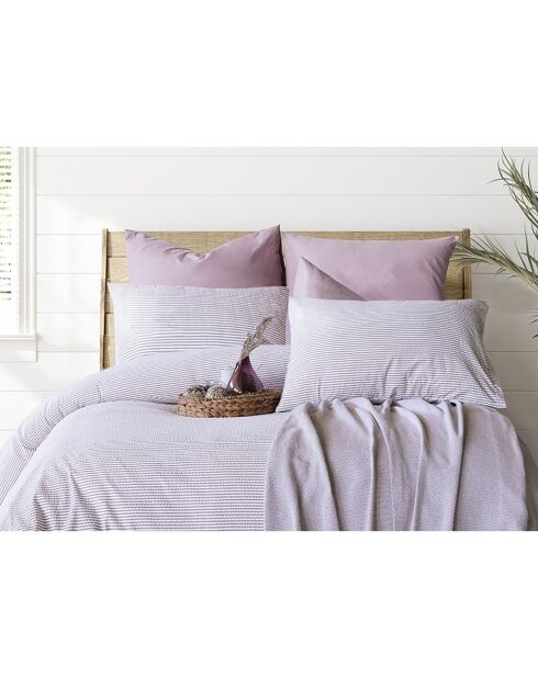 Parure housse de couette avec une taie d'oreiller en coton gaufré mauve - 140x200 cm