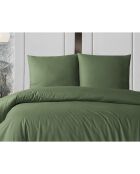 Parure housse de couette avec 2 taies d'oreiller en coton kaki - 200x200 cm