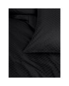 Parure housse de couette avec un taie d'oreiller coton uni jacquard noire -140x200 cm