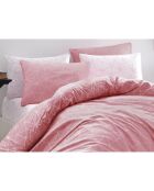 Parure housse de couette avec un taie d'oreiller en coton imprimé rose - 140x200 cm