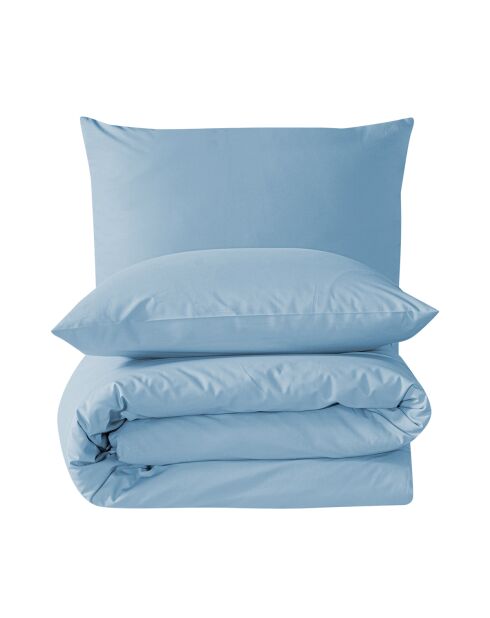 Parure housse de couette avec 2 taies d'oreiller en coton bleu ciel - 200x200 cm