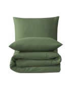 Parure housse de couette avec 2 taies d'oreiller en coton kaki - 200x200 cm