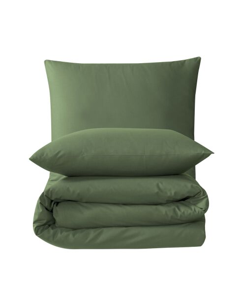 Parure housse de couette avec 2 taies d'oreiller en coton kaki - 200x200 cm